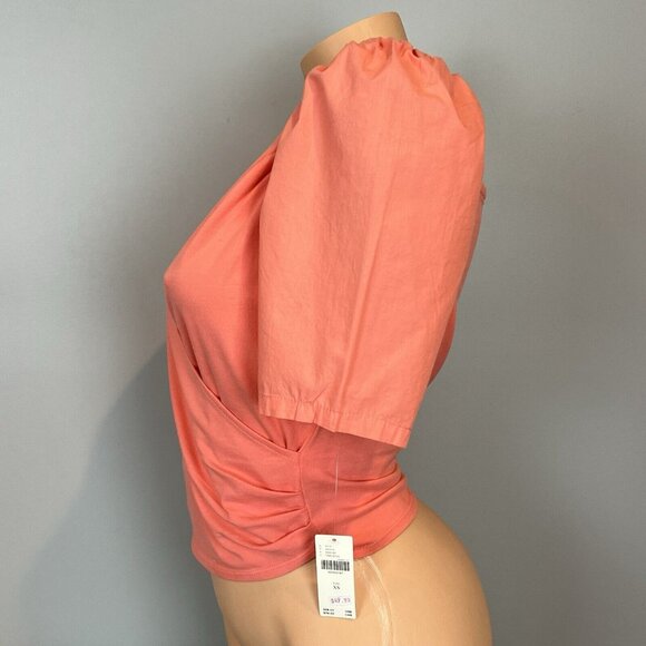 Anthropologie Puff Sleeve Wrap Blouse Pink Size XS NWT New - Picture 2 of 12